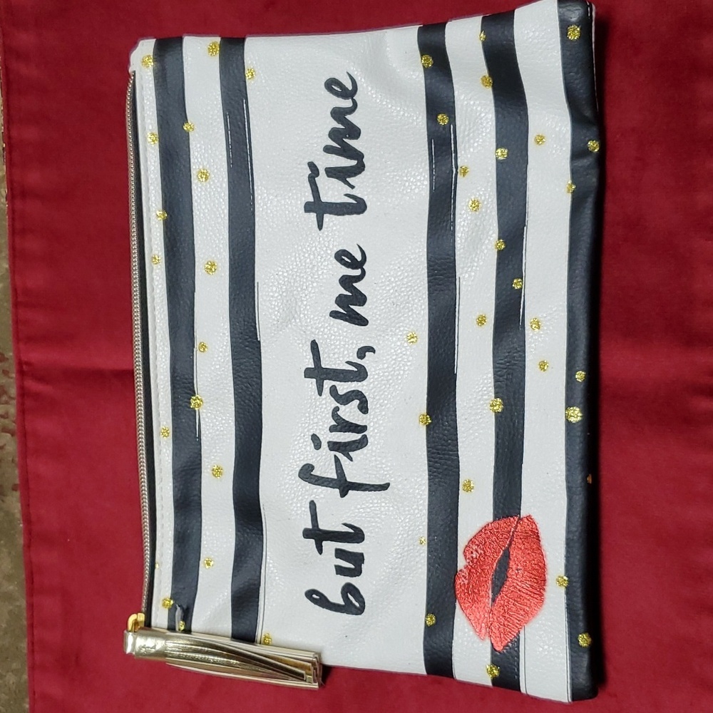 Large "But First, Me Time" makeup bag